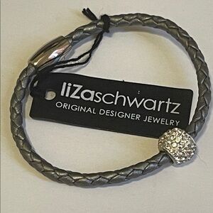 Silver Braided Bracelet with Crystal Accent